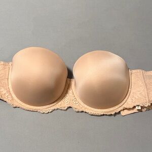 Strapless Nude Lace-Trim Padded Bra